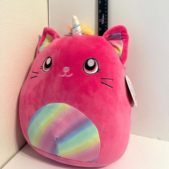 Squishmallow Lizette 14”Valentines Day Kelly hot Pink Cat Unicorn Soft Plush Toy - Picture 7 of 8